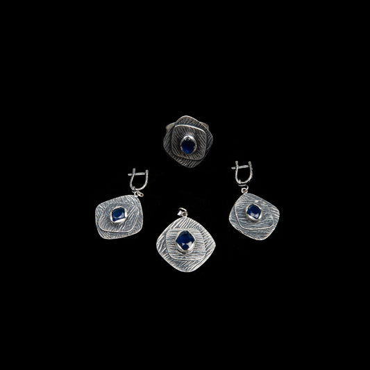 Set Argint cu Safir
