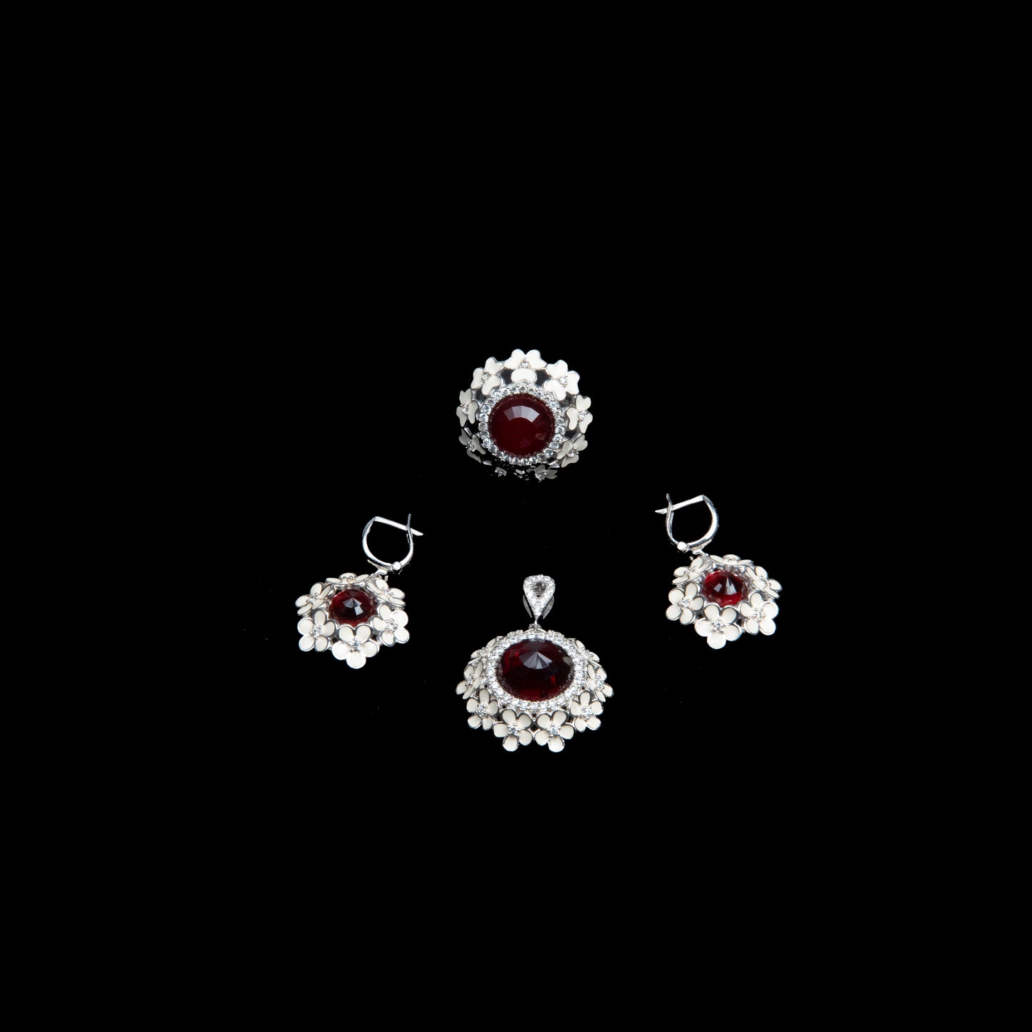 Set Argint cu Email si Zirconiu cubic